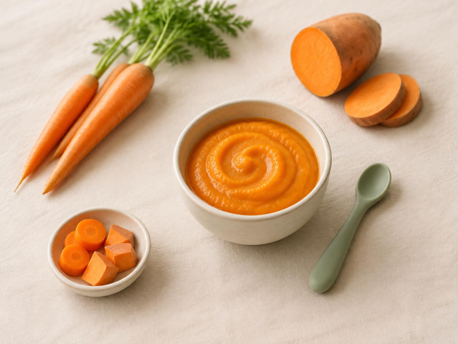 Een warm kommetje babyvoeding met natuurlijke ingrediënten